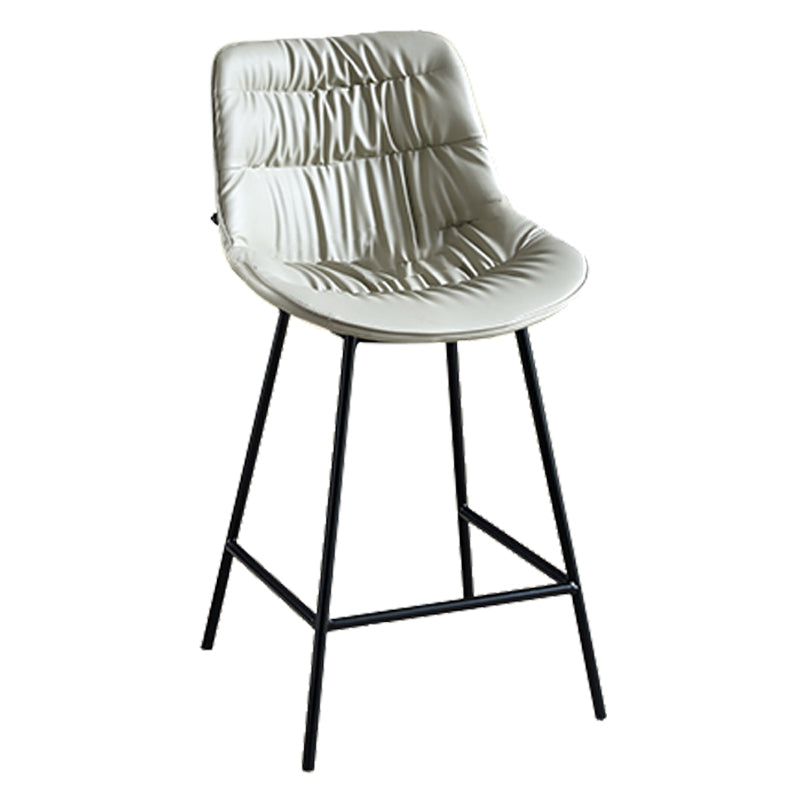 Modern Faux Leather Counter Stool Low Back Bar Stool with Footrest Dark Gray 1 Piece Counter Stool(26"H) Clearhalo 'Bar Furniture' 'Bar Stools' 'bar_stools' 'furn' 'furn_bar_stools' 'Furniture' 'Kitchen & Dining Furniture' 6245297