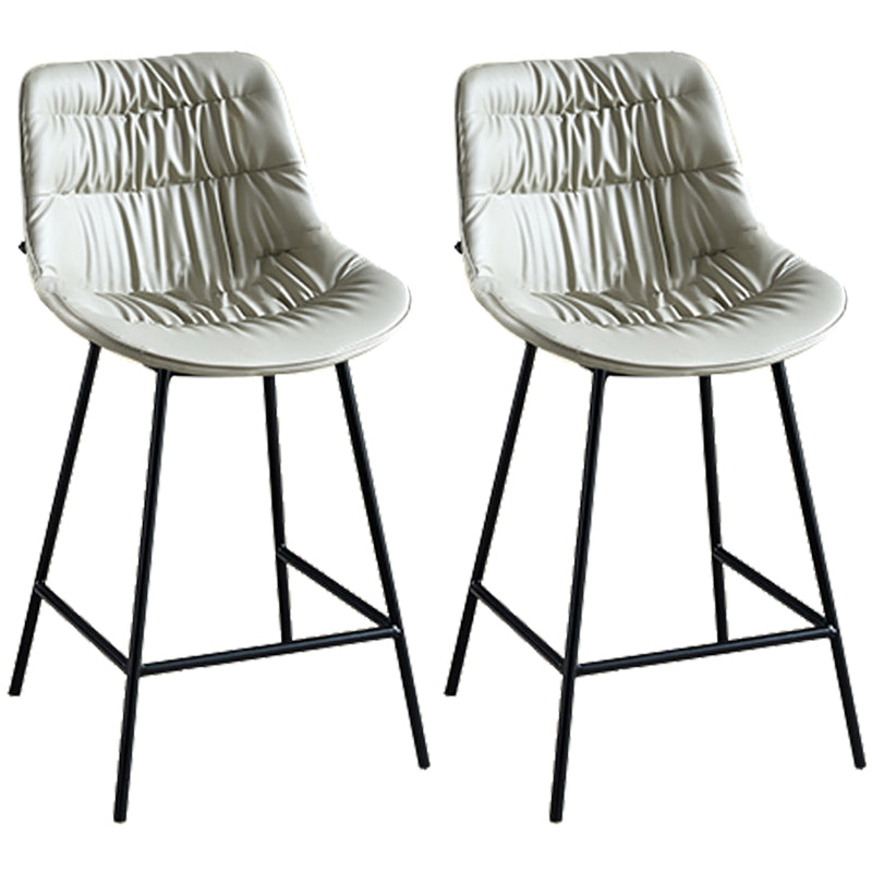 Modern Faux Leather Counter Stool Low Back Bar Stool with Footrest Dark Gray 2 Piece Set Counter Stool(26"H) Clearhalo 'Bar Furniture' 'Bar Stools' 'bar_stools' 'furn' 'furn_bar_stools' 'Furniture' 'Kitchen & Dining Furniture' 6245298