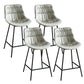 Modern Faux Leather Counter Stool Low Back Bar Stool with Footrest Dark Gray 4 Piece Set Counter Stool(26"H) Clearhalo 'Bar Furniture' 'Bar Stools' 'bar_stools' 'furn' 'furn_bar_stools' 'Furniture' 'Kitchen & Dining Furniture' 6245299