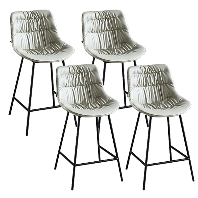 Modern Faux Leather Counter Stool Low Back Bar Stool with Footrest Dark Gray 4 Piece Set Counter Stool(26"H) Clearhalo 'Bar Furniture' 'Bar Stools' 'bar_stools' 'furn' 'furn_bar_stools' 'Furniture' 'Kitchen & Dining Furniture' 6245299