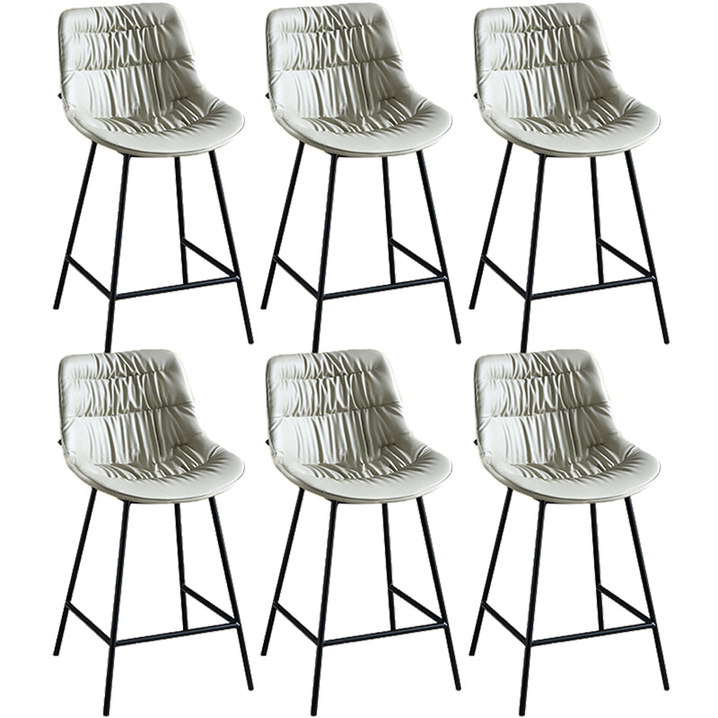 Modern Faux Leather Counter Stool Low Back Bar Stool with Footrest Dark Gray 6 Piece Set Counter Stool(26"H) Clearhalo 'Bar Furniture' 'Bar Stools' 'bar_stools' 'furn' 'furn_bar_stools' 'Furniture' 'Kitchen & Dining Furniture' 6245300