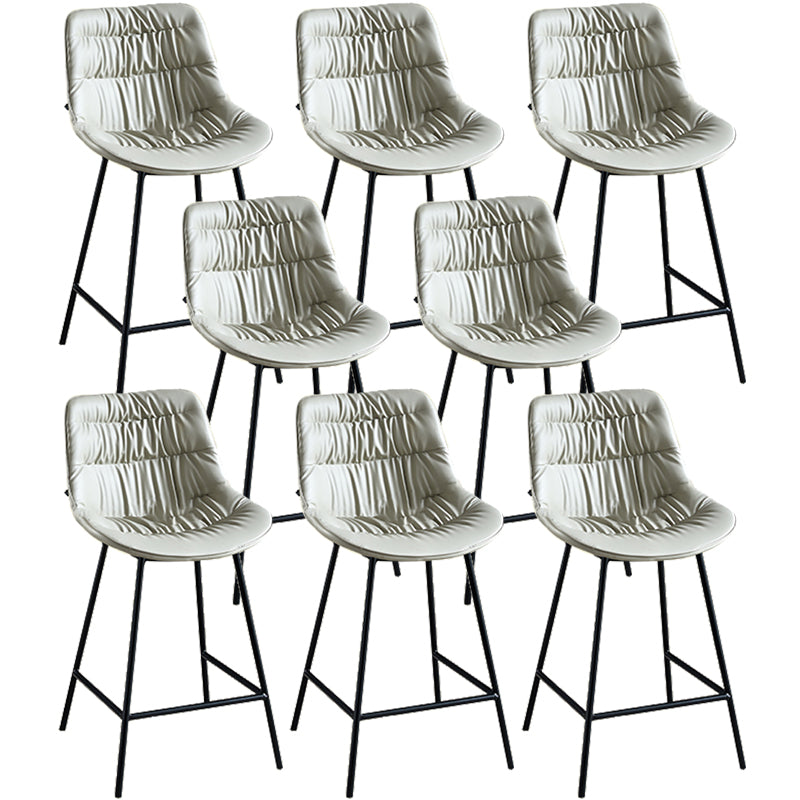 Modern Faux Leather Counter Stool Low Back Bar Stool with Footrest Dark Gray 8 Piece Set Counter Stool(26"H) Clearhalo 'Bar Furniture' 'Bar Stools' 'bar_stools' 'furn' 'furn_bar_stools' 'Furniture' 'Kitchen & Dining Furniture' 6245301