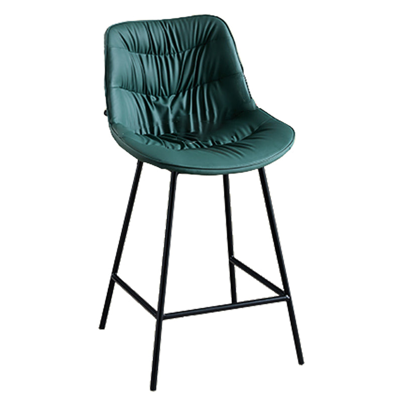 Modern Faux Leather Counter Stool Low Back Bar Stool with Footrest Green 1 Piece Counter Stool(26"H) Clearhalo 'Bar Furniture' 'Bar Stools' 'bar_stools' 'furn' 'furn_bar_stools' 'Furniture' 'Kitchen & Dining Furniture' 6245302