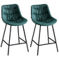 Modern Faux Leather Counter Stool Low Back Bar Stool with Footrest Green 2 Piece Set Counter Stool(26"H) Clearhalo 'Bar Furniture' 'Bar Stools' 'bar_stools' 'furn' 'furn_bar_stools' 'Furniture' 'Kitchen & Dining Furniture' 6245303