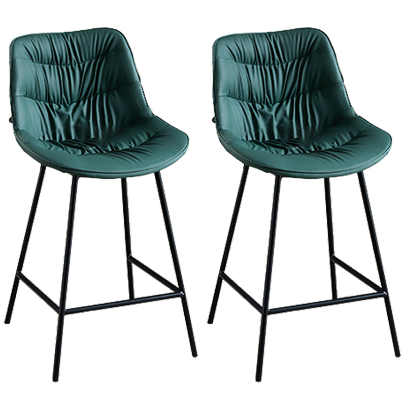 Modern Faux Leather Counter Stool Low Back Bar Stool with Footrest Green 2 Piece Set Counter Stool(26"H) Clearhalo 'Bar Furniture' 'Bar Stools' 'bar_stools' 'furn' 'furn_bar_stools' 'Furniture' 'Kitchen & Dining Furniture' 6245303