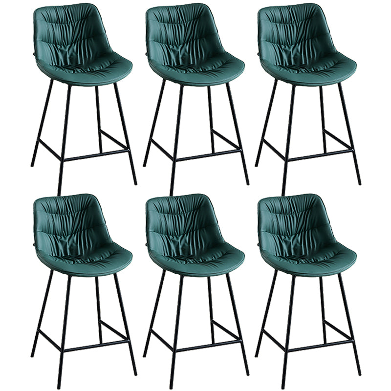 Modern Faux Leather Counter Stool Low Back Bar Stool with Footrest Green 6 Piece Set Counter Stool(26"H) Clearhalo 'Bar Furniture' 'Bar Stools' 'bar_stools' 'furn' 'furn_bar_stools' 'Furniture' 'Kitchen & Dining Furniture' 6245305