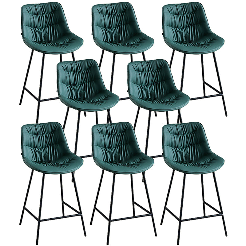 Modern Faux Leather Counter Stool Low Back Bar Stool with Footrest Green 8 Piece Set Counter Stool(26"H) Clearhalo 'Bar Furniture' 'Bar Stools' 'bar_stools' 'furn' 'furn_bar_stools' 'Furniture' 'Kitchen & Dining Furniture' 6245306