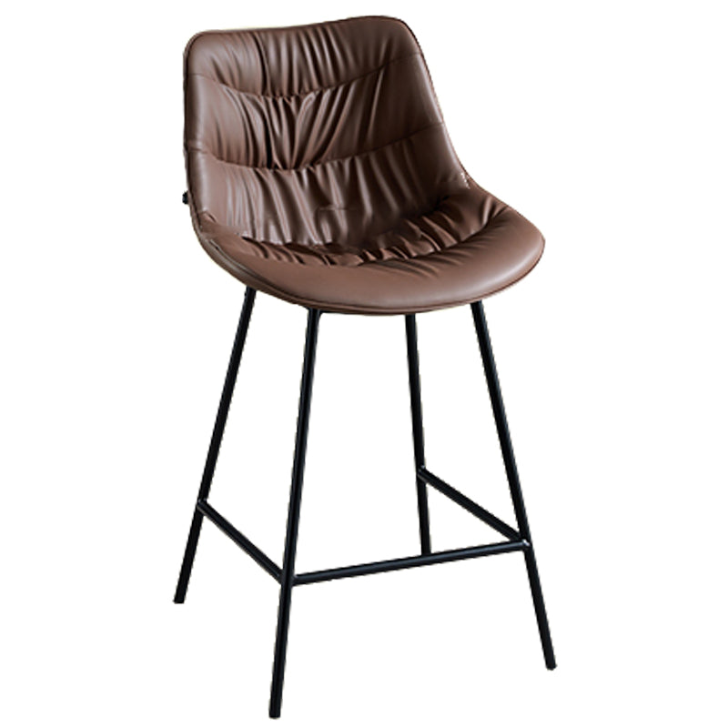 Modern Faux Leather Counter Stool Low Back Bar Stool with Footrest Brown 1 Piece Counter Stool(26"H) Clearhalo 'Bar Furniture' 'Bar Stools' 'bar_stools' 'furn' 'furn_bar_stools' 'Furniture' 'Kitchen & Dining Furniture' 6245307