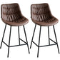 Modern Faux Leather Counter Stool Low Back Bar Stool with Footrest Brown 2 Piece Set Counter Stool(26"H) Clearhalo 'Bar Furniture' 'Bar Stools' 'bar_stools' 'furn' 'furn_bar_stools' 'Furniture' 'Kitchen & Dining Furniture' 6245308