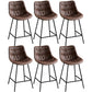 Modern Faux Leather Counter Stool Low Back Bar Stool with Footrest Brown 6 Piece Set Counter Stool(26"H) Clearhalo 'Bar Furniture' 'Bar Stools' 'bar_stools' 'furn' 'furn_bar_stools' 'Furniture' 'Kitchen & Dining Furniture' 6245310