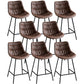 Modern Faux Leather Counter Stool Low Back Bar Stool with Footrest Brown 8 Piece Set Counter Stool(26"H) Clearhalo 'Bar Furniture' 'Bar Stools' 'bar_stools' 'furn' 'furn_bar_stools' 'Furniture' 'Kitchen & Dining Furniture' 6245311