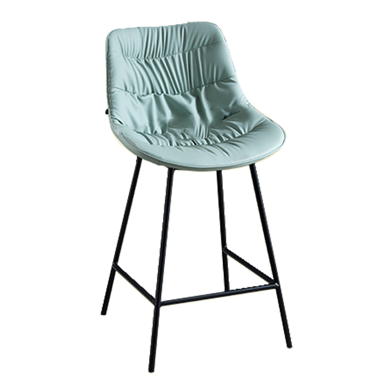 Modern Faux Leather Counter Stool Low Back Bar Stool with Footrest Light Blue 1 Piece Counter Stool(26"H) Clearhalo 'Bar Furniture' 'Bar Stools' 'bar_stools' 'furn' 'furn_bar_stools' 'Furniture' 'Kitchen & Dining Furniture' 6245312