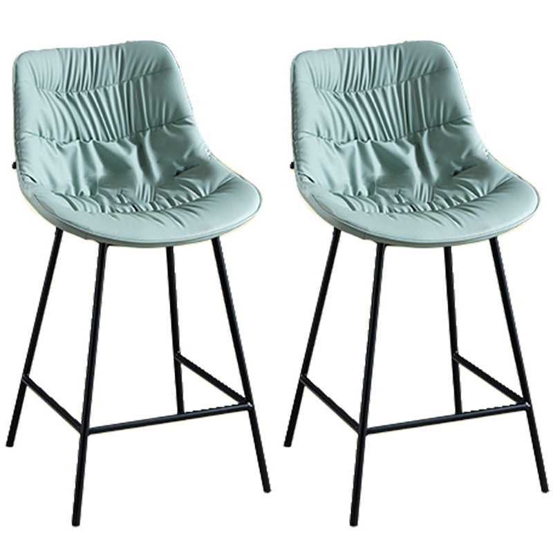 Modern Faux Leather Counter Stool Low Back Bar Stool with Footrest Light Blue 2 Piece Set Counter Stool(26"H) Clearhalo 'Bar Furniture' 'Bar Stools' 'bar_stools' 'furn' 'furn_bar_stools' 'Furniture' 'Kitchen & Dining Furniture' 6245313
