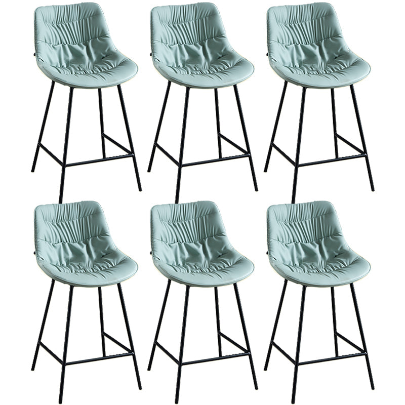 Modern Faux Leather Counter Stool Low Back Bar Stool with Footrest Light Blue 6 Piece Set Counter Stool(26"H) Clearhalo 'Bar Furniture' 'Bar Stools' 'bar_stools' 'furn' 'furn_bar_stools' 'Furniture' 'Kitchen & Dining Furniture' 6245315