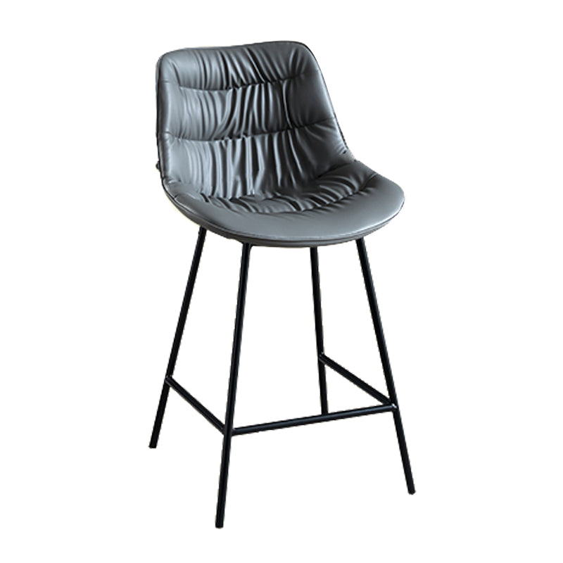 Modern Faux Leather Counter Stool Low Back Bar Stool with Footrest Grey 1 Piece Counter Stool(26"H) Clearhalo 'Bar Furniture' 'Bar Stools' 'bar_stools' 'furn' 'furn_bar_stools' 'Furniture' 'Kitchen & Dining Furniture' 6245317
