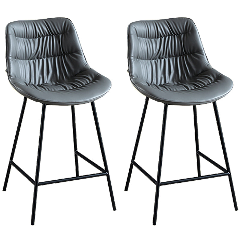 Modern Faux Leather Counter Stool Low Back Bar Stool with Footrest Grey 2 Piece Set Counter Stool(26"H) Clearhalo 'Bar Furniture' 'Bar Stools' 'bar_stools' 'furn' 'furn_bar_stools' 'Furniture' 'Kitchen & Dining Furniture' 6245318