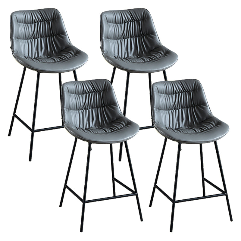 Modern Faux Leather Counter Stool Low Back Bar Stool with Footrest Grey 4 Piece Set Counter Stool(26"H) Clearhalo 'Bar Furniture' 'Bar Stools' 'bar_stools' 'furn' 'furn_bar_stools' 'Furniture' 'Kitchen & Dining Furniture' 6245319