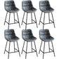 Modern Faux Leather Counter Stool Low Back Bar Stool with Footrest Grey 6 Piece Set Counter Stool(26"H) Clearhalo 'Bar Furniture' 'Bar Stools' 'bar_stools' 'furn' 'furn_bar_stools' 'Furniture' 'Kitchen & Dining Furniture' 6245320