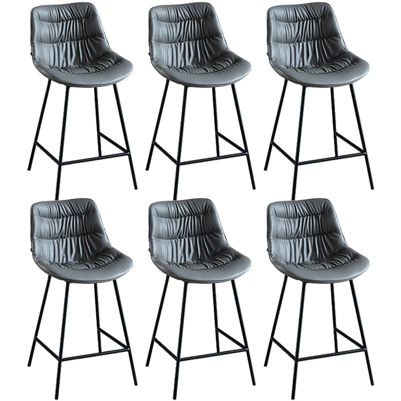 Modern Faux Leather Counter Stool Low Back Bar Stool with Footrest Grey 6 Piece Set Counter Stool(26"H) Clearhalo 'Bar Furniture' 'Bar Stools' 'bar_stools' 'furn' 'furn_bar_stools' 'Furniture' 'Kitchen & Dining Furniture' 6245320