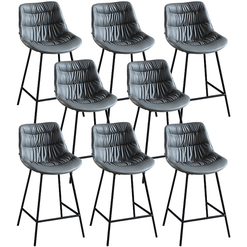Modern Faux Leather Counter Stool Low Back Bar Stool with Footrest Grey 8 Piece Set Counter Stool(26"H) Clearhalo 'Bar Furniture' 'Bar Stools' 'bar_stools' 'furn' 'furn_bar_stools' 'Furniture' 'Kitchen & Dining Furniture' 6245321