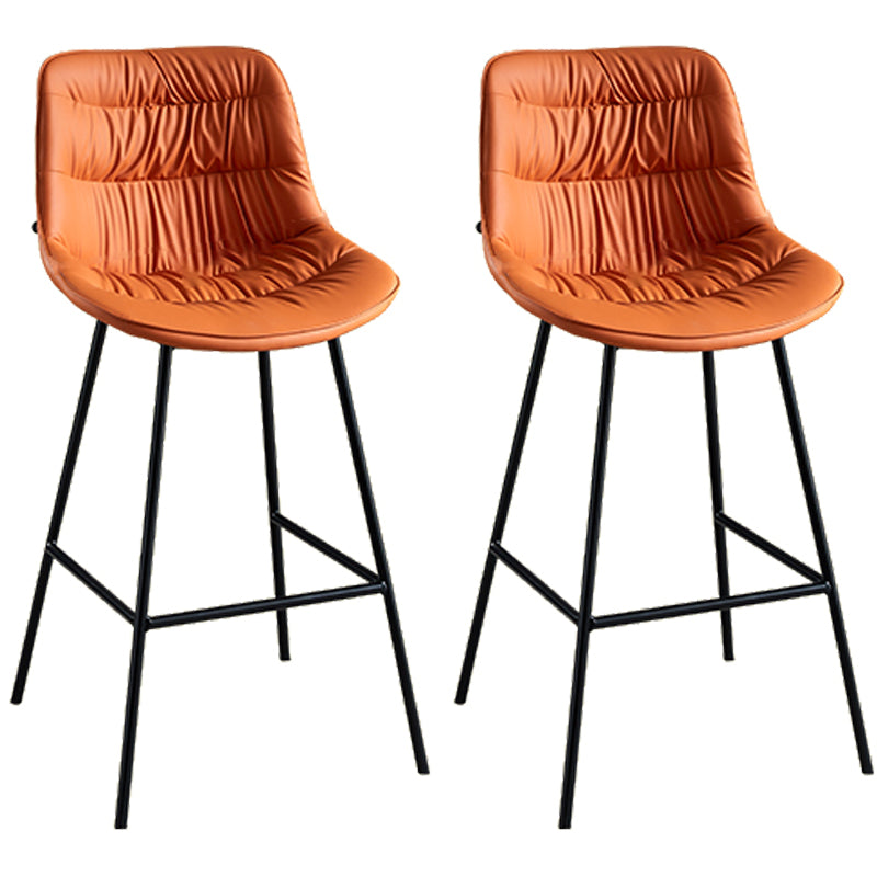 Modern Faux Leather Counter Stool Low Back Bar Stool with Footrest Orange 2 Piece Set Bar Stool(30"H) Clearhalo 'Bar Furniture' 'Bar Stools' 'bar_stools' 'furn' 'furn_bar_stools' 'Furniture' 'Kitchen & Dining Furniture' 6245322