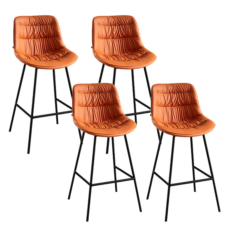 Modern Faux Leather Counter Stool Low Back Bar Stool with Footrest Orange 4 Piece Set Bar Stool(30"H) Clearhalo 'Bar Furniture' 'Bar Stools' 'bar_stools' 'furn' 'furn_bar_stools' 'Furniture' 'Kitchen & Dining Furniture' 6245323