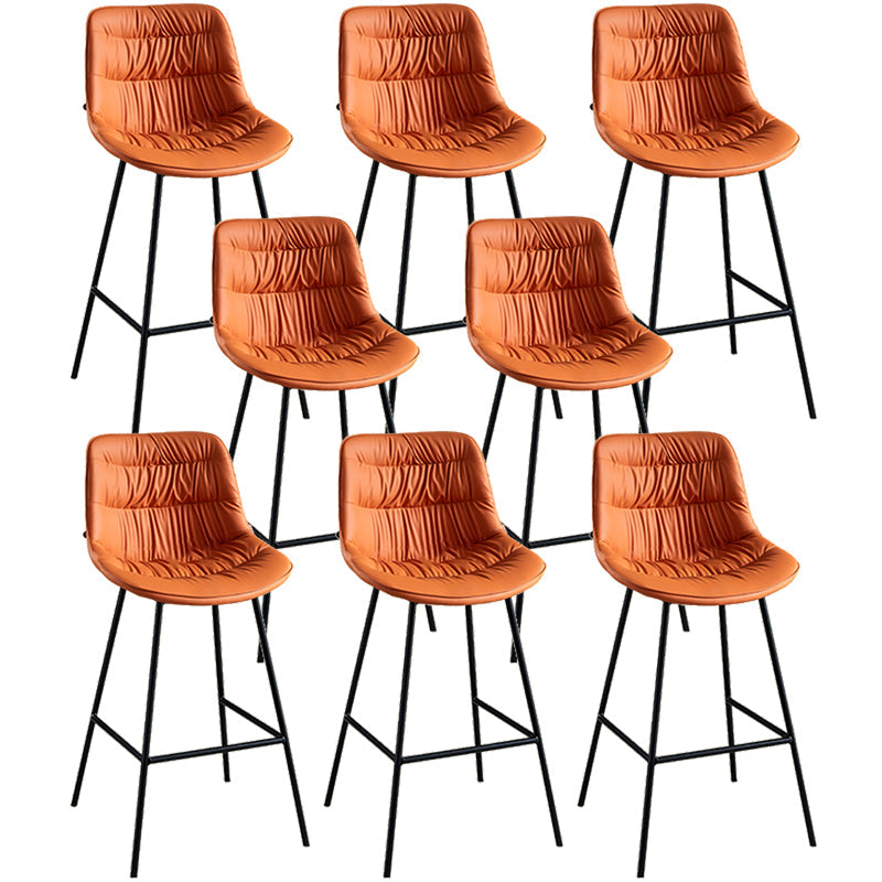 Modern Faux Leather Counter Stool Low Back Bar Stool with Footrest Orange 8 Piece Set Bar Stool(30"H) Clearhalo 'Bar Furniture' 'Bar Stools' 'bar_stools' 'furn' 'furn_bar_stools' 'Furniture' 'Kitchen & Dining Furniture' 6245325