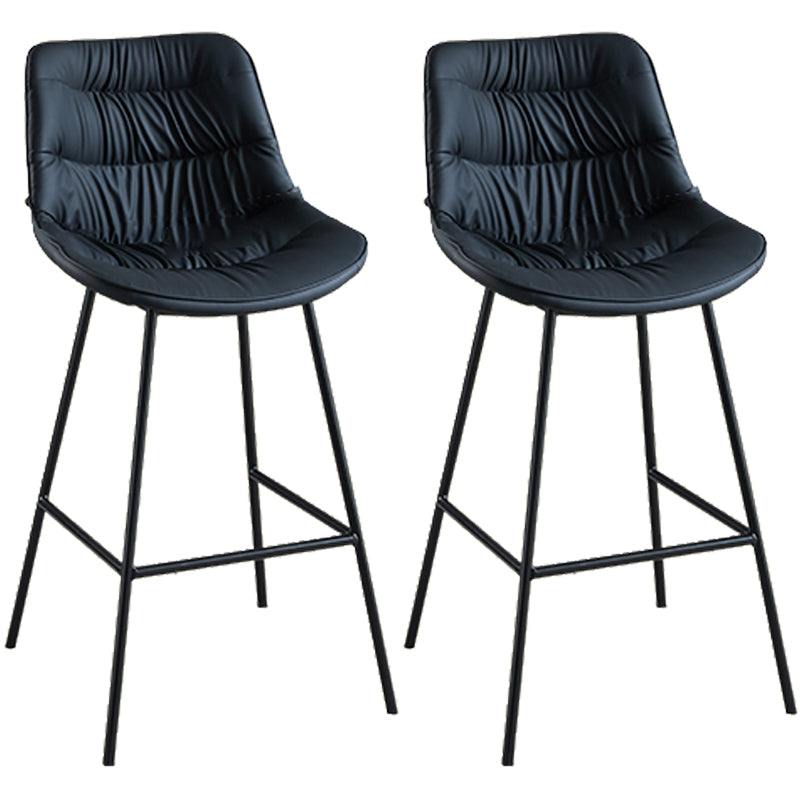Modern Faux Leather Counter Stool Low Back Bar Stool with Footrest Blue 2 Piece Set Bar Stool(30"H) Clearhalo 'Bar Furniture' 'Bar Stools' 'bar_stools' 'furn' 'furn_bar_stools' 'Furniture' 'Kitchen & Dining Furniture' 6245327