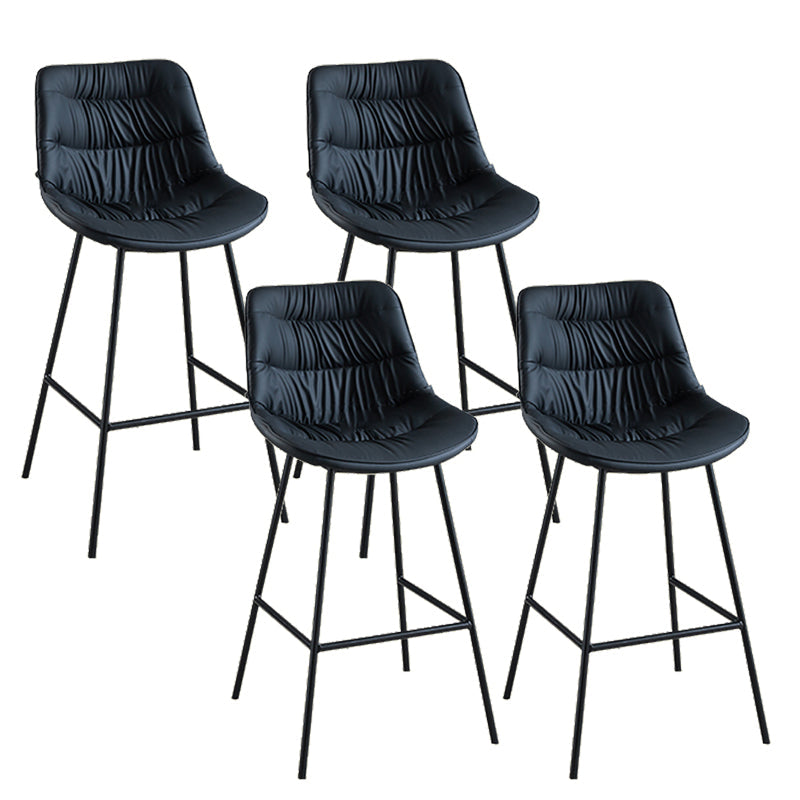 Modern Faux Leather Counter Stool Low Back Bar Stool with Footrest Blue 4 Piece Set Bar Stool(30"H) Clearhalo 'Bar Furniture' 'Bar Stools' 'bar_stools' 'furn' 'furn_bar_stools' 'Furniture' 'Kitchen & Dining Furniture' 6245328