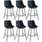 Modern Faux Leather Counter Stool Low Back Bar Stool with Footrest Blue 6 Piece Set Bar Stool(30"H) Clearhalo 'Bar Furniture' 'Bar Stools' 'bar_stools' 'furn' 'furn_bar_stools' 'Furniture' 'Kitchen & Dining Furniture' 6245329