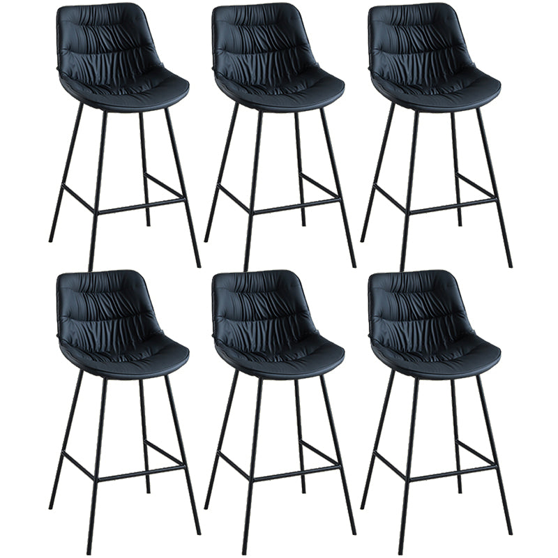 Modern Faux Leather Counter Stool Low Back Bar Stool with Footrest Blue 6 Piece Set Bar Stool(30"H) Clearhalo 'Bar Furniture' 'Bar Stools' 'bar_stools' 'furn' 'furn_bar_stools' 'Furniture' 'Kitchen & Dining Furniture' 6245329