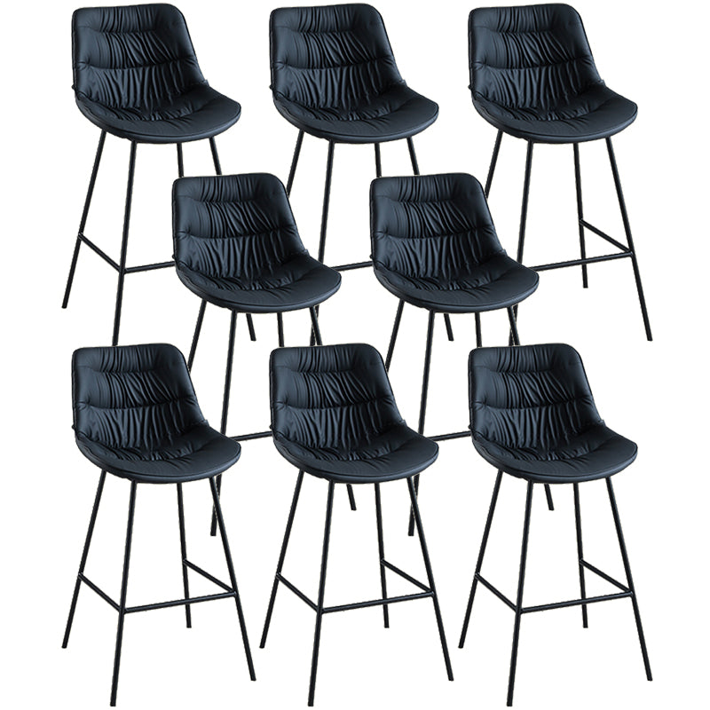 Modern Faux Leather Counter Stool Low Back Bar Stool with Footrest Blue 8 Piece Set Bar Stool(30"H) Clearhalo 'Bar Furniture' 'Bar Stools' 'bar_stools' 'furn' 'furn_bar_stools' 'Furniture' 'Kitchen & Dining Furniture' 6245330