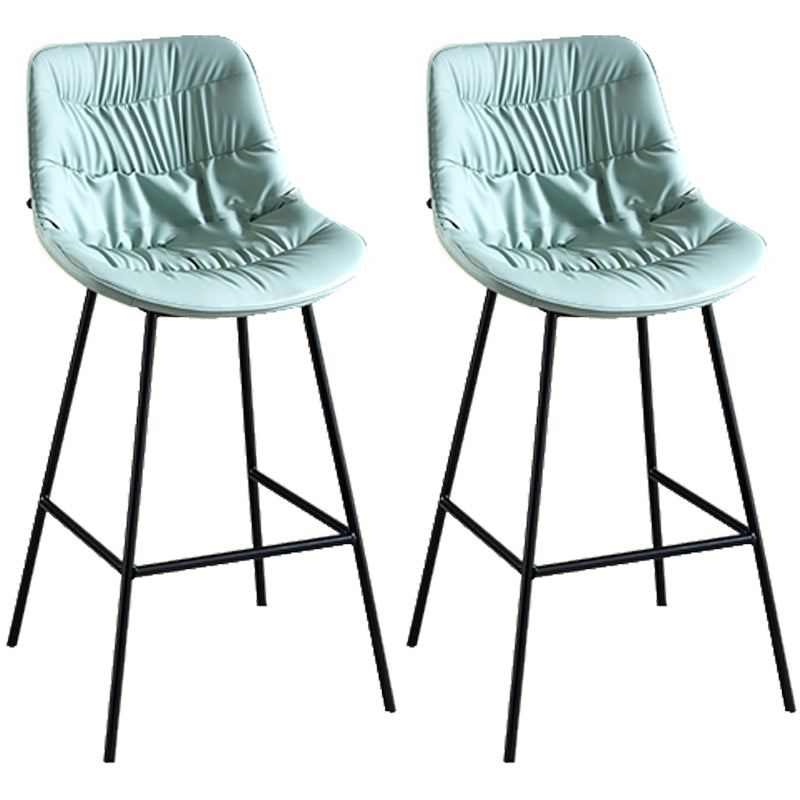 Modern Faux Leather Counter Stool Low Back Bar Stool with Footrest Light Blue 2 Piece Set Bar Stool(30"H) Clearhalo 'Bar Furniture' 'Bar Stools' 'bar_stools' 'furn' 'furn_bar_stools' 'Furniture' 'Kitchen & Dining Furniture' 6245332