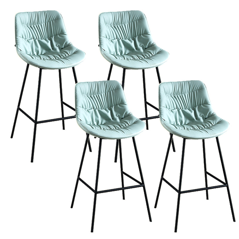 Modern Faux Leather Counter Stool Low Back Bar Stool with Footrest Light Blue 4 Piece Set Bar Stool(30"H) Clearhalo 'Bar Furniture' 'Bar Stools' 'bar_stools' 'furn' 'furn_bar_stools' 'Furniture' 'Kitchen & Dining Furniture' 6245333