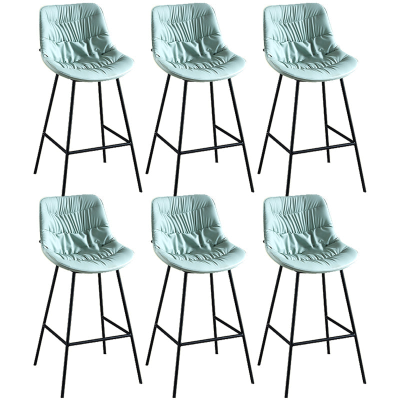Modern Faux Leather Counter Stool Low Back Bar Stool with Footrest Light Blue 6 Piece Set Bar Stool(30"H) Clearhalo 'Bar Furniture' 'Bar Stools' 'bar_stools' 'furn' 'furn_bar_stools' 'Furniture' 'Kitchen & Dining Furniture' 6245334