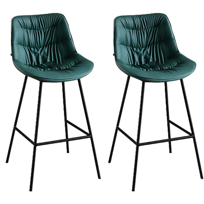 Modern Faux Leather Counter Stool Low Back Bar Stool with Footrest Green 2 Piece Set Bar Stool(30"H) Clearhalo 'Bar Furniture' 'Bar Stools' 'bar_stools' 'furn' 'furn_bar_stools' 'Furniture' 'Kitchen & Dining Furniture' 6245337