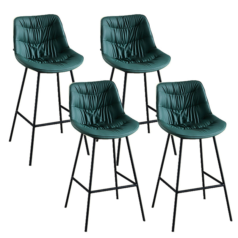 Modern Faux Leather Counter Stool Low Back Bar Stool with Footrest Green 4 Piece Set Bar Stool(30"H) Clearhalo 'Bar Furniture' 'Bar Stools' 'bar_stools' 'furn' 'furn_bar_stools' 'Furniture' 'Kitchen & Dining Furniture' 6245338