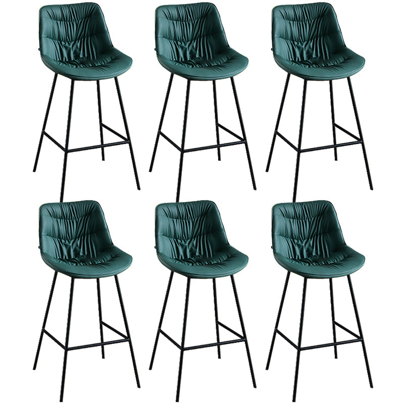 Modern Faux Leather Counter Stool Low Back Bar Stool with Footrest Green 6 Piece Set Bar Stool(30"H) Clearhalo 'Bar Furniture' 'Bar Stools' 'bar_stools' 'furn' 'furn_bar_stools' 'Furniture' 'Kitchen & Dining Furniture' 6245339