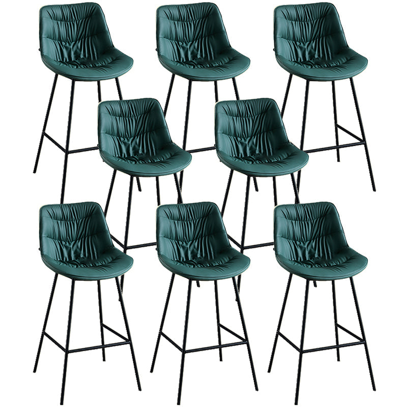 Modern Faux Leather Counter Stool Low Back Bar Stool with Footrest Green 8 Piece Set Bar Stool(30"H) Clearhalo 'Bar Furniture' 'Bar Stools' 'bar_stools' 'furn' 'furn_bar_stools' 'Furniture' 'Kitchen & Dining Furniture' 6245340
