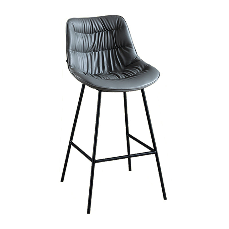 Modern Faux Leather Counter Stool Low Back Bar Stool with Footrest Grey 1 Piece Bar Stool(30"H) Clearhalo 'Bar Furniture' 'Bar Stools' 'bar_stools' 'furn' 'furn_bar_stools' 'Furniture' 'Kitchen & Dining Furniture' 6245341