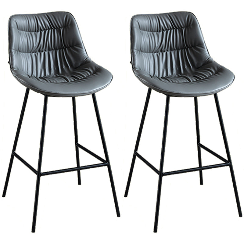 Modern Faux Leather Counter Stool Low Back Bar Stool with Footrest Grey 2 Piece Set Bar Stool(30"H) Clearhalo 'Bar Furniture' 'Bar Stools' 'bar_stools' 'furn' 'furn_bar_stools' 'Furniture' 'Kitchen & Dining Furniture' 6245342