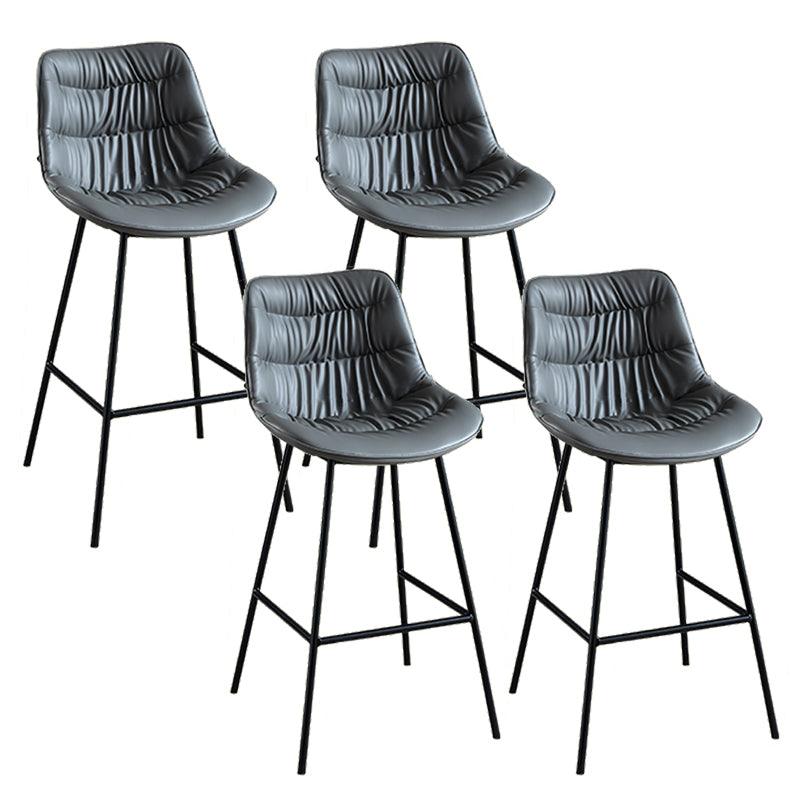 Modern Faux Leather Counter Stool Low Back Bar Stool with Footrest Grey 4 Piece Set Bar Stool(30"H) Clearhalo 'Bar Furniture' 'Bar Stools' 'bar_stools' 'furn' 'furn_bar_stools' 'Furniture' 'Kitchen & Dining Furniture' 6245343