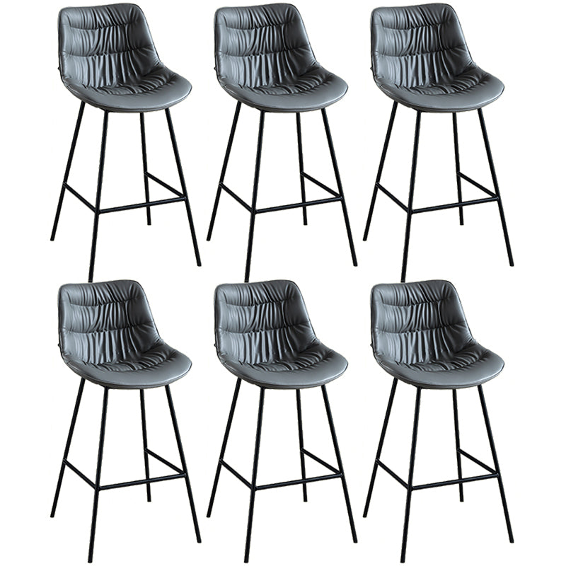 Modern Faux Leather Counter Stool Low Back Bar Stool with Footrest Grey 6 Piece Set Bar Stool(30"H) Clearhalo 'Bar Furniture' 'Bar Stools' 'bar_stools' 'furn' 'furn_bar_stools' 'Furniture' 'Kitchen & Dining Furniture' 6245344