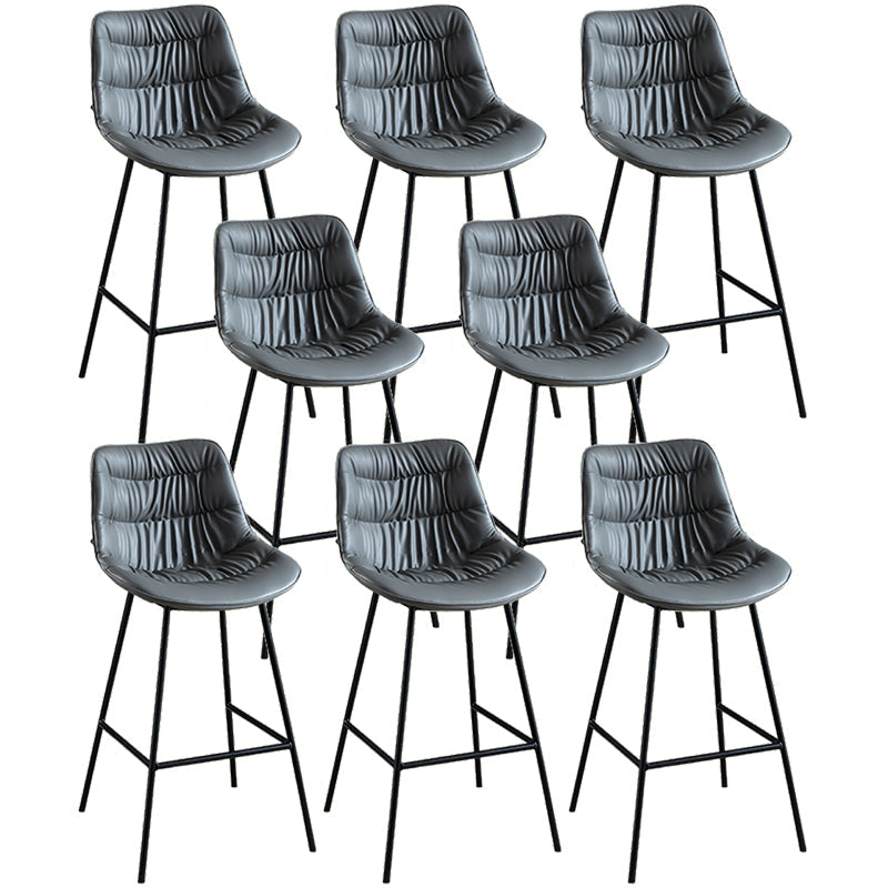 Modern Faux Leather Counter Stool Low Back Bar Stool with Footrest Grey 8 Piece Set Bar Stool(30"H) Clearhalo 'Bar Furniture' 'Bar Stools' 'bar_stools' 'furn' 'furn_bar_stools' 'Furniture' 'Kitchen & Dining Furniture' 6245345