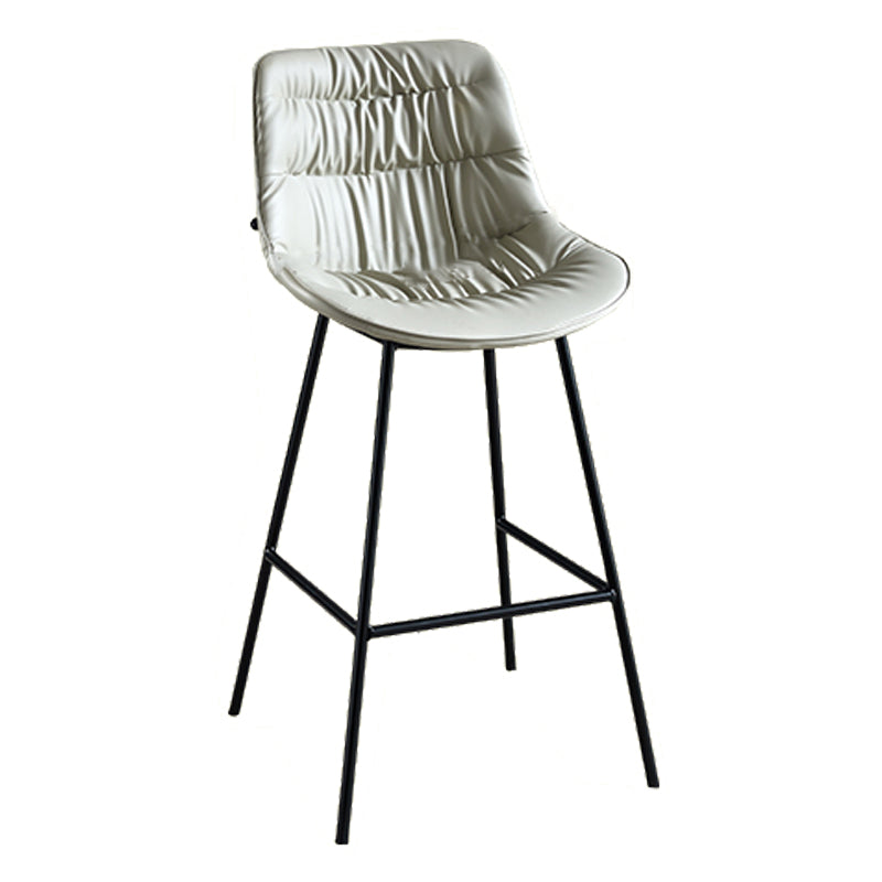Modern Faux Leather Counter Stool Low Back Bar Stool with Footrest Dark Gray 1 Piece Bar Stool(30"H) Clearhalo 'Bar Furniture' 'Bar Stools' 'bar_stools' 'furn' 'furn_bar_stools' 'Furniture' 'Kitchen & Dining Furniture' 6245346