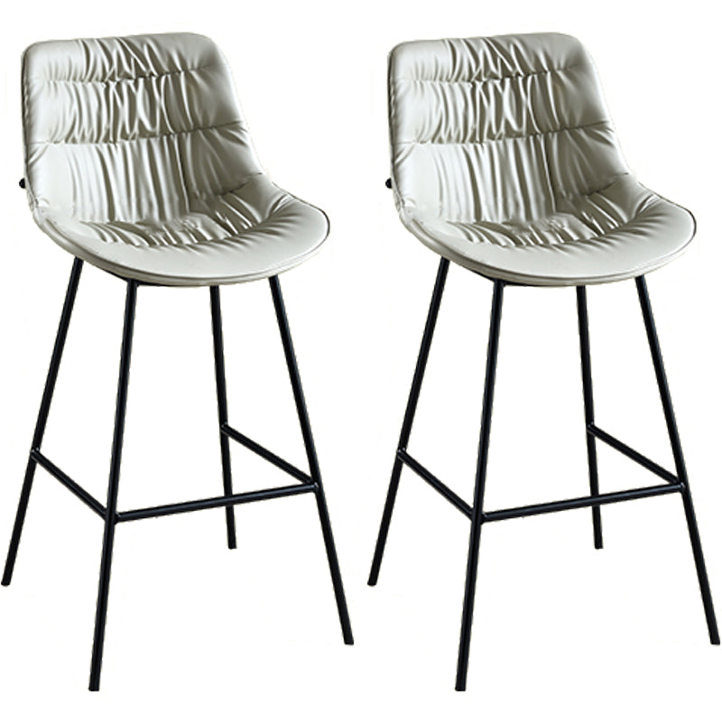 Modern Faux Leather Counter Stool Low Back Bar Stool with Footrest Dark Gray 2 Piece Set Bar Stool(30"H) Clearhalo 'Bar Furniture' 'Bar Stools' 'bar_stools' 'furn' 'furn_bar_stools' 'Furniture' 'Kitchen & Dining Furniture' 6245347