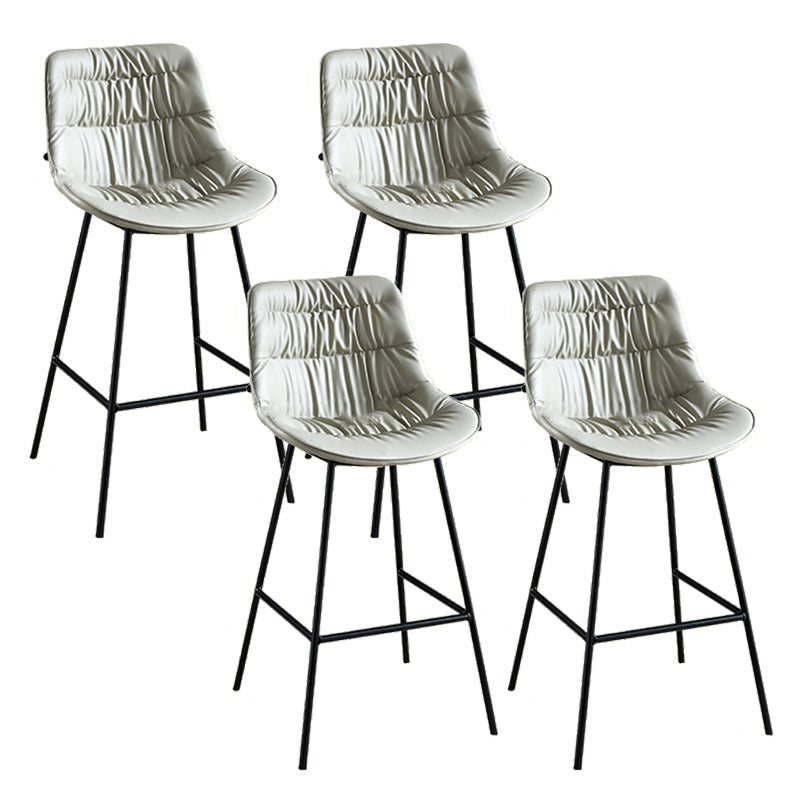 Modern Faux Leather Counter Stool Low Back Bar Stool with Footrest Dark Gray 4 Piece Set Bar Stool(30"H) Clearhalo 'Bar Furniture' 'Bar Stools' 'bar_stools' 'furn' 'furn_bar_stools' 'Furniture' 'Kitchen & Dining Furniture' 6245348