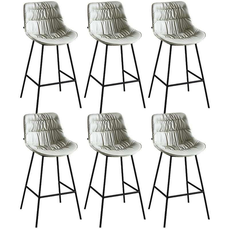 Modern Faux Leather Counter Stool Low Back Bar Stool with Footrest Dark Gray 6 Piece Set Bar Stool(30"H) Clearhalo 'Bar Furniture' 'Bar Stools' 'bar_stools' 'furn' 'furn_bar_stools' 'Furniture' 'Kitchen & Dining Furniture' 6245349