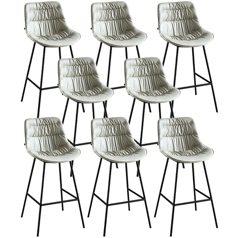 Modern Faux Leather Counter Stool Low Back Bar Stool with Footrest Dark Gray 8 Piece Set Bar Stool(30"H) Clearhalo 'Bar Furniture' 'Bar Stools' 'bar_stools' 'furn' 'furn_bar_stools' 'Furniture' 'Kitchen & Dining Furniture' 6245350