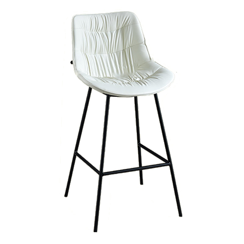 Modern Faux Leather Counter Stool Low Back Bar Stool with Footrest White 1 Piece Bar Stool(30"H) Clearhalo 'Bar Furniture' 'Bar Stools' 'bar_stools' 'furn' 'furn_bar_stools' 'Furniture' 'Kitchen & Dining Furniture' 6245351